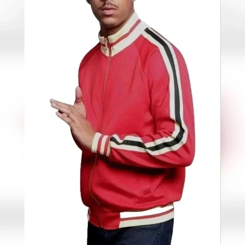 G-Style USA Red Track Jacket XL Striped Retro Streetwear Zip Up NWT